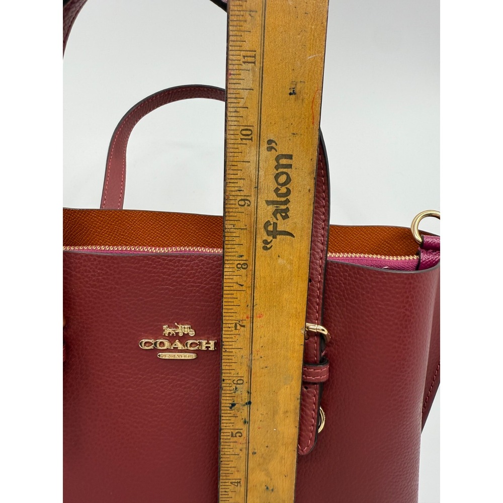 Coach Burgundy Tote Bag with Gold Accents - Picture 12 of 16